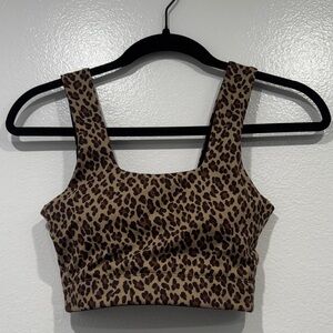 Varley Leopard Print Delta Sports Bra Gym Workout Size XS Crop Animal Print